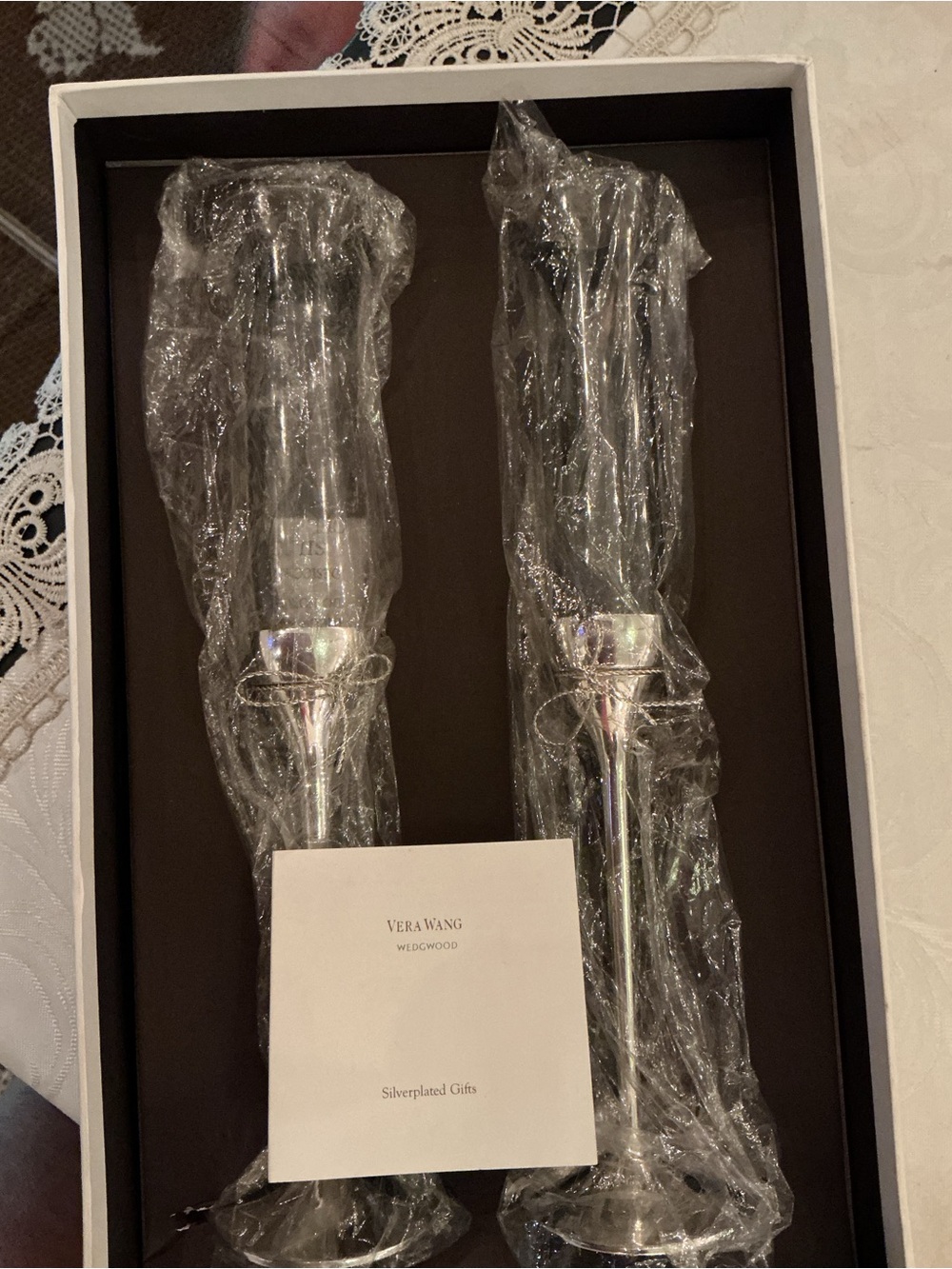Vera Wang Silver Plated Tall Candlestick Pair
